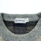 BURBERRY Made in Japan 90s Vintage Retro All-over Pattern Knit Sweater L Check Old