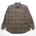 PENDLETON フランネルシャツ 長袖 ウールシャツ XL チェック グリーン FIELD SHIRT USA VIRGIN WOOL 胸ポケット