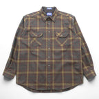 PENDLETON フランネルシャツ 長袖 ウールシャツ XL チェック グリーン FIELD SHIRT USA VIRGIN WOOL 胸ポケット