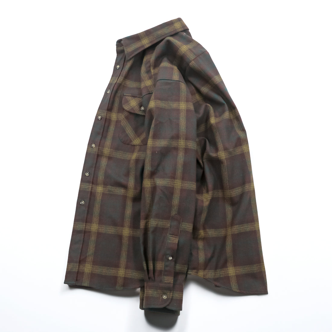 PENDLETON フランネルシャツ 長袖 ウールシャツ XL チェック グリーン FIELD SHIRT USA VIRGIN WOOL 胸ポケット