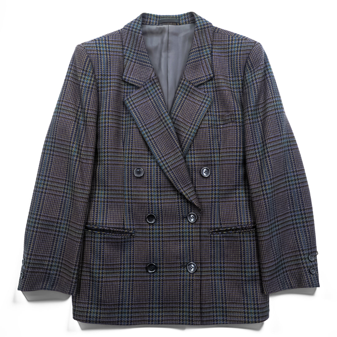 Vintage Burberrys Double Breasted Blazer Jacket Glen Check Plaid Navy Mens 90s
