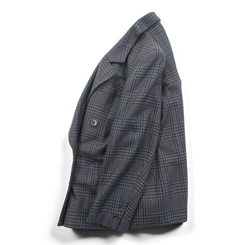 BURBERRY 90年代 ヴィンテージ ツイード ダブルブレスト テーラードジャケット ブレザー L ブルー 千鳥格子 ガンクラブチェック オールド 日本製