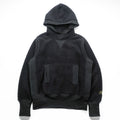 EVISU (YAMANE GUARANTEED) Boa Fleece Hoodie L Black Pullover Front Kangaroo Pocket