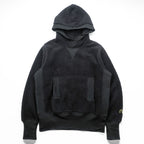 EVISU (YAMANE GUARANTEED) Boa Fleece Hoodie L Black Pullover Front Kangaroo Pocket