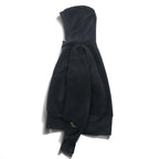 EVISU (YAMANE GUARANTEED) Boa Fleece Hoodie L Black Pullover Front Kangaroo Pocket