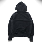 EVISU (YAMANE GUARANTEED) Boa Fleece Hoodie L Black Pullover Front Kangaroo Pocket
