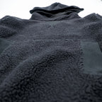 EVISU (YAMANE GUARANTEED) Boa Fleece Hoodie L Black Pullover Front Kangaroo Pocket