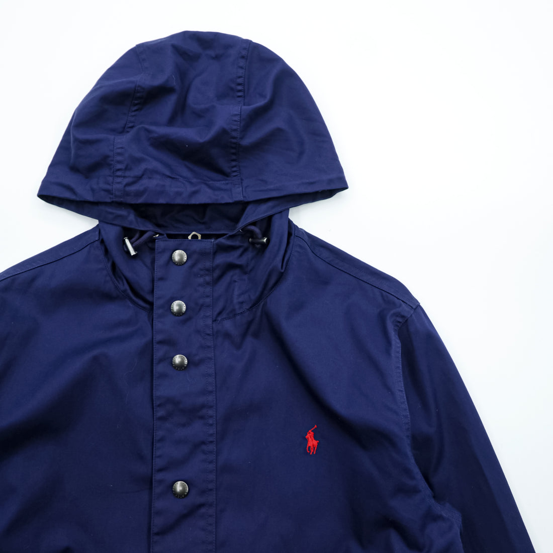 Polo Ralph Lauren 90s Mountain Parka M Drawstring Double Zip Small Pony Embroidery Elbow Patches
