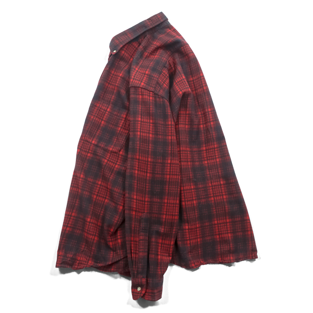 Pendleton Wool Shirt XL Red Black Ombre Shadow Check Buffalo Plaid Button Down