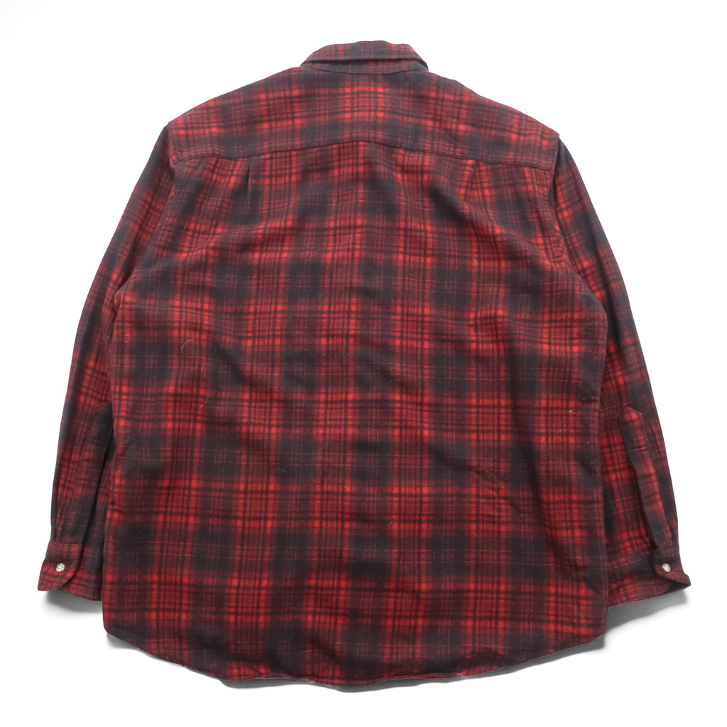 Pendleton Wool Shirt XL Red Black Ombre Shadow Check Buffalo Plaid Button Down