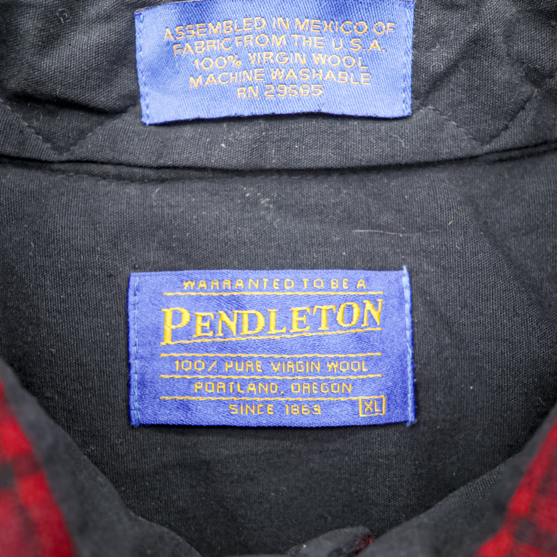 Pendleton Wool Shirt XL Red Black Ombre Shadow Check Buffalo Plaid Button Down