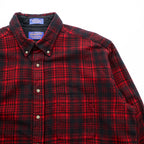 Pendleton Wool Shirt XL Red Black Ombre Shadow Check Buffalo Plaid Button Down