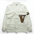 VAN -JAC- 70s Made in Japan Lettered Knit Cardigan, Size M, Ivy Patch