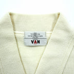VAN -JAC- 70s Made in Japan Lettered Knit Cardigan, Size M, Ivy Patch
