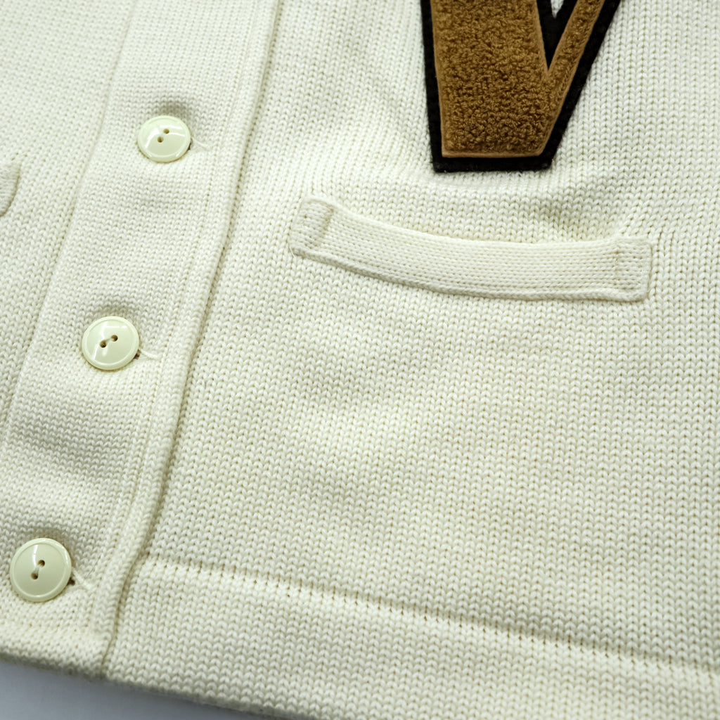 VAN -JAC- 70s Made in Japan Lettered Knit Cardigan, Size M, Ivy Patch