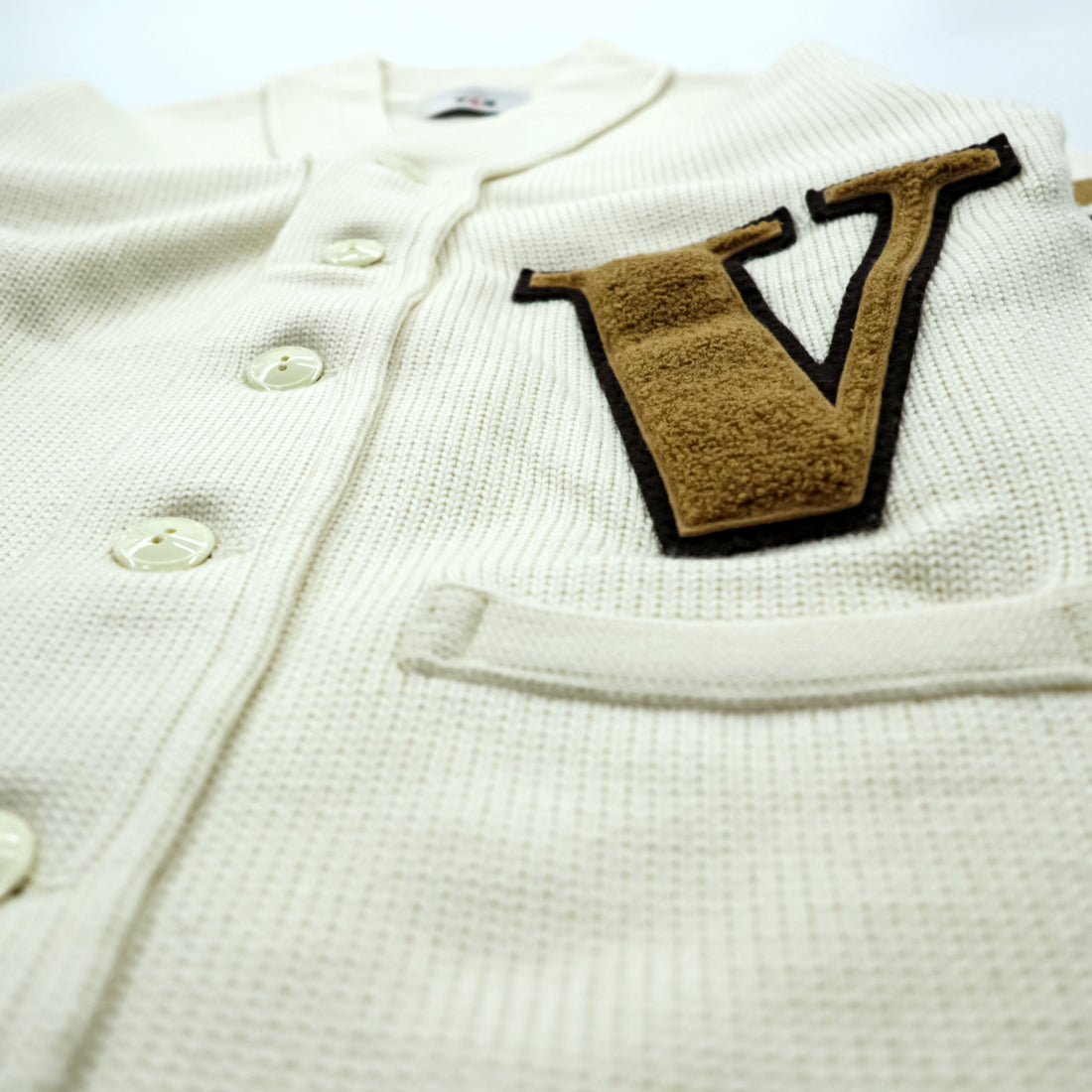 VAN -JAC- 70s Made in Japan Lettered Knit Cardigan, Size M, Ivy Patch