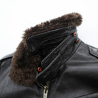 Vintage 90s TIME & TIDE Leather Flight Jacket G-1 Style Dark Brown Size 40 Bomber Fur Collar