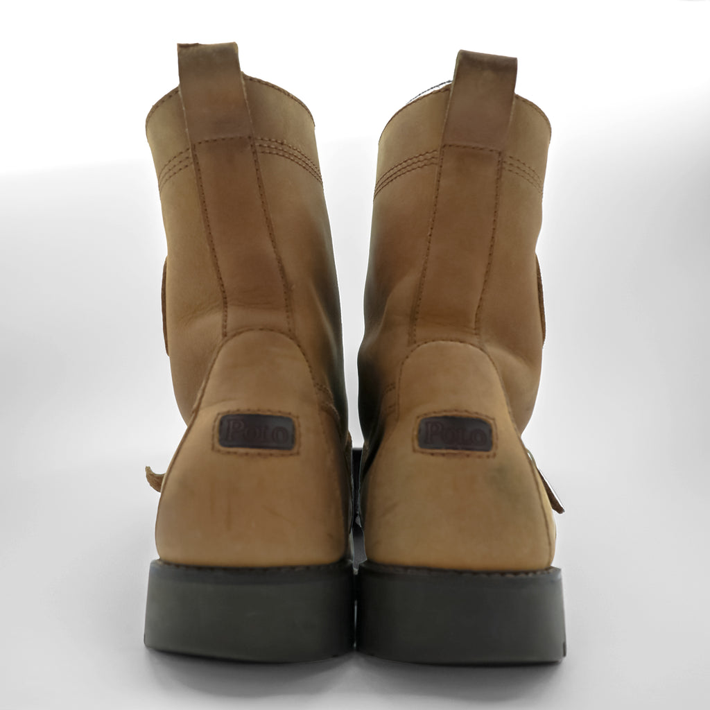 Polo Ralph Lauren Ranger Boots Moccasin Lace-up Boots 28cm Camel Leather Strap Lug Sole 812089030