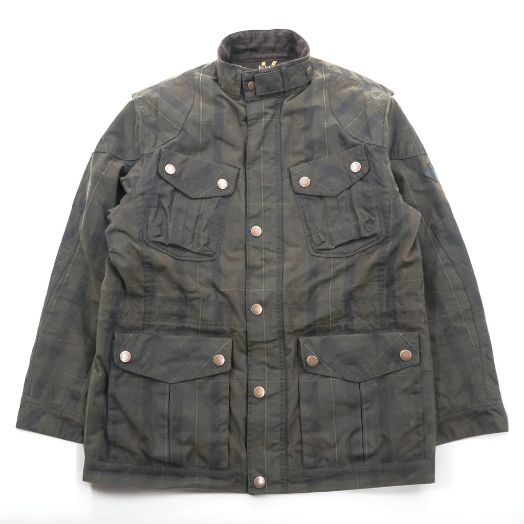 Timberland British Millerain Waxed Cotton Jacket Plaid L Hunting Field Coat Check