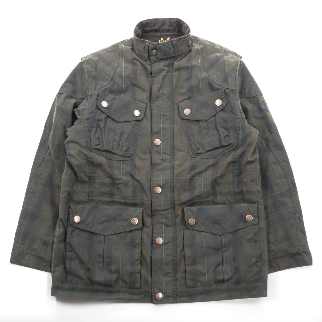 Timberland British Millerain Waxed Cotton Jacket Plaid L Hunting Field Coat Check