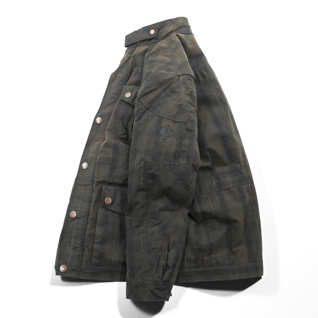 Timberland British Millerain Waxed Cotton Jacket Plaid L Hunting Field Coat Check