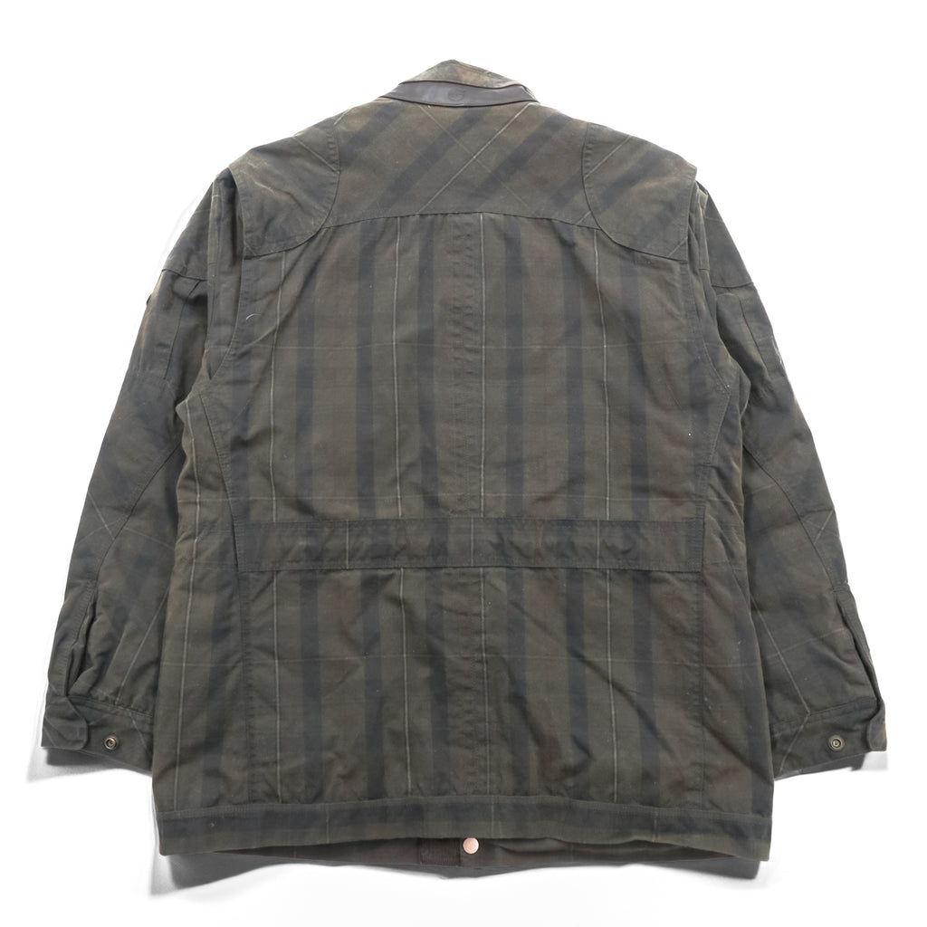 Timberland British Millerain Waxed Cotton Jacket Plaid L Hunting Field Coat Check