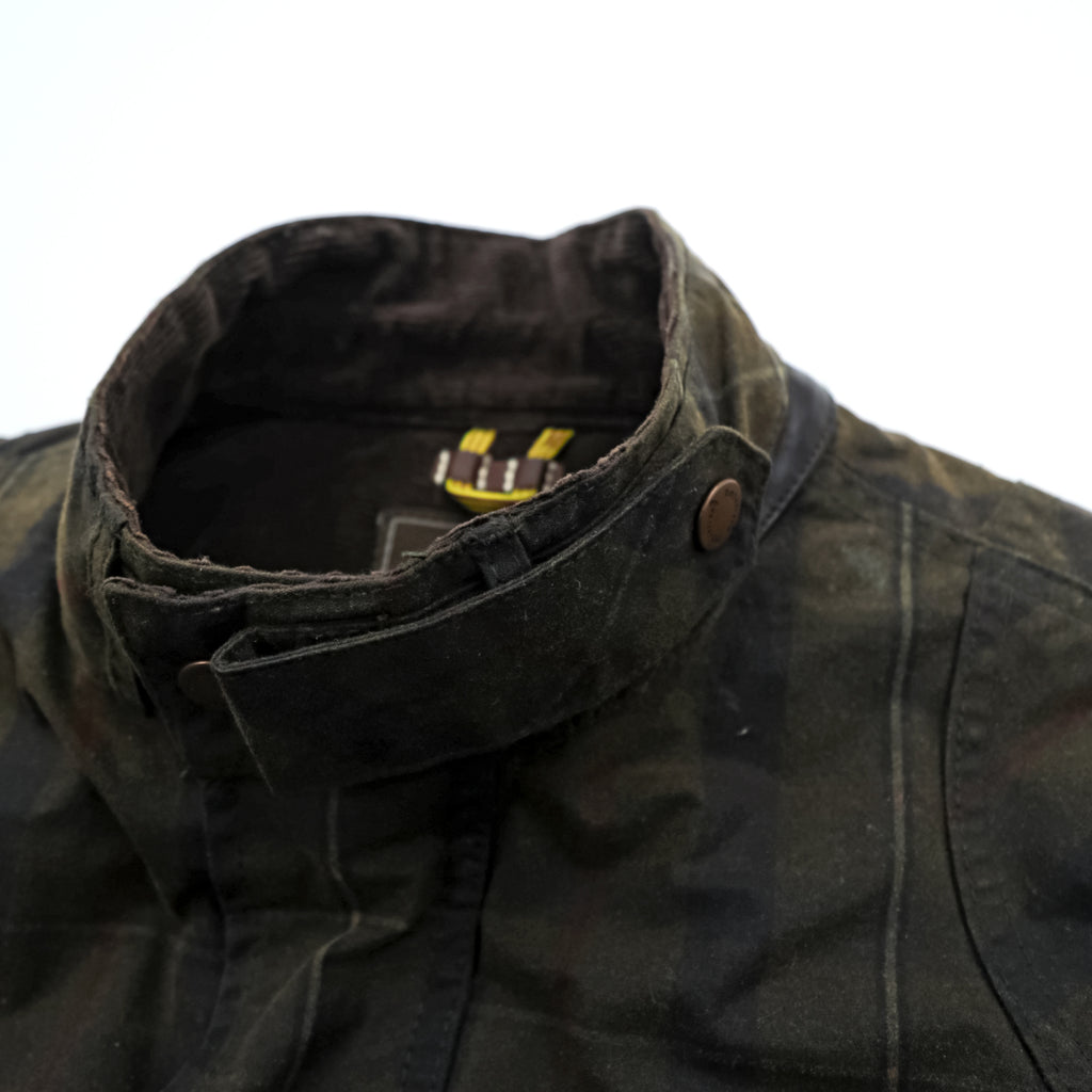 Timberland British Millerain Waxed Cotton Jacket Plaid L Hunting Field Coat Check