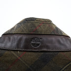 Timberland British Millerain Waxed Cotton Jacket Plaid L Hunting Field Coat Check