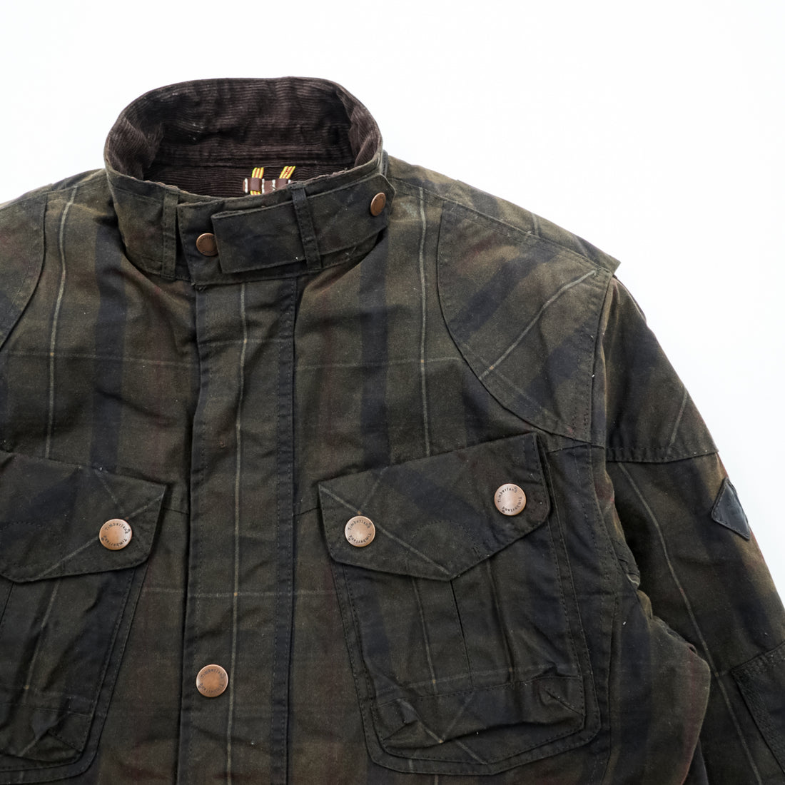Timberland British Millerain Waxed Cotton Jacket Plaid L Hunting Field Coat Check