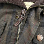 Timberland British Millerain Waxed Cotton Jacket Plaid L Hunting Field Coat Check