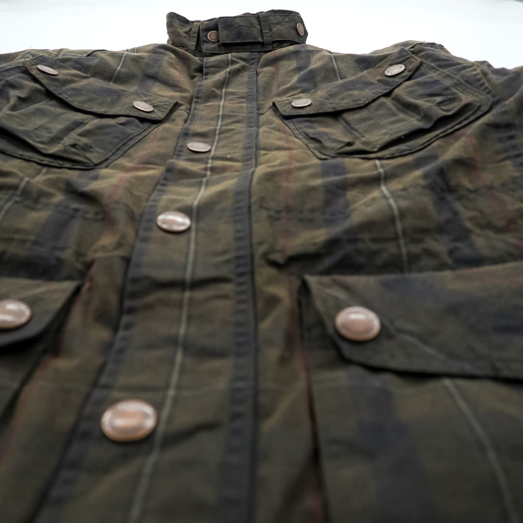 Timberland British Millerain Waxed Cotton Jacket Plaid L Hunting Field Coat Check