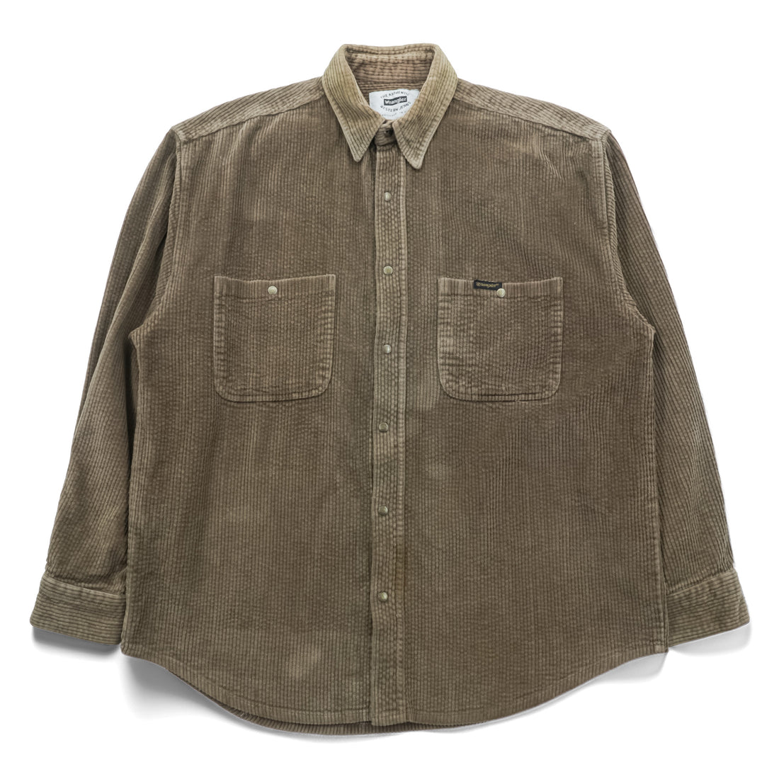 Wrangler 90年代 USA製 コーデュロイ ワークシャツ L ブラウン 胸ポケット スナップボタン