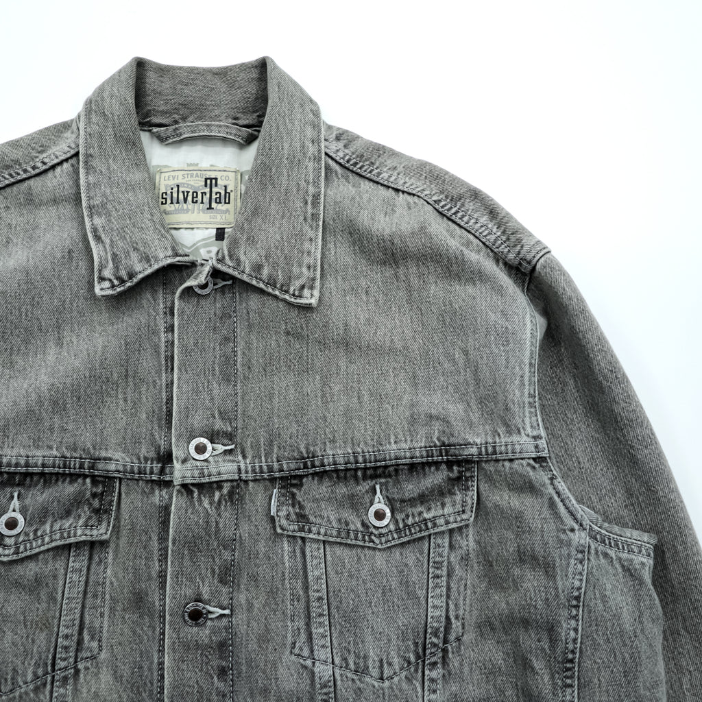 Levi's SilverTab Denim Jacket XL Gray Faded Black Trucker Jacket Loose Fit