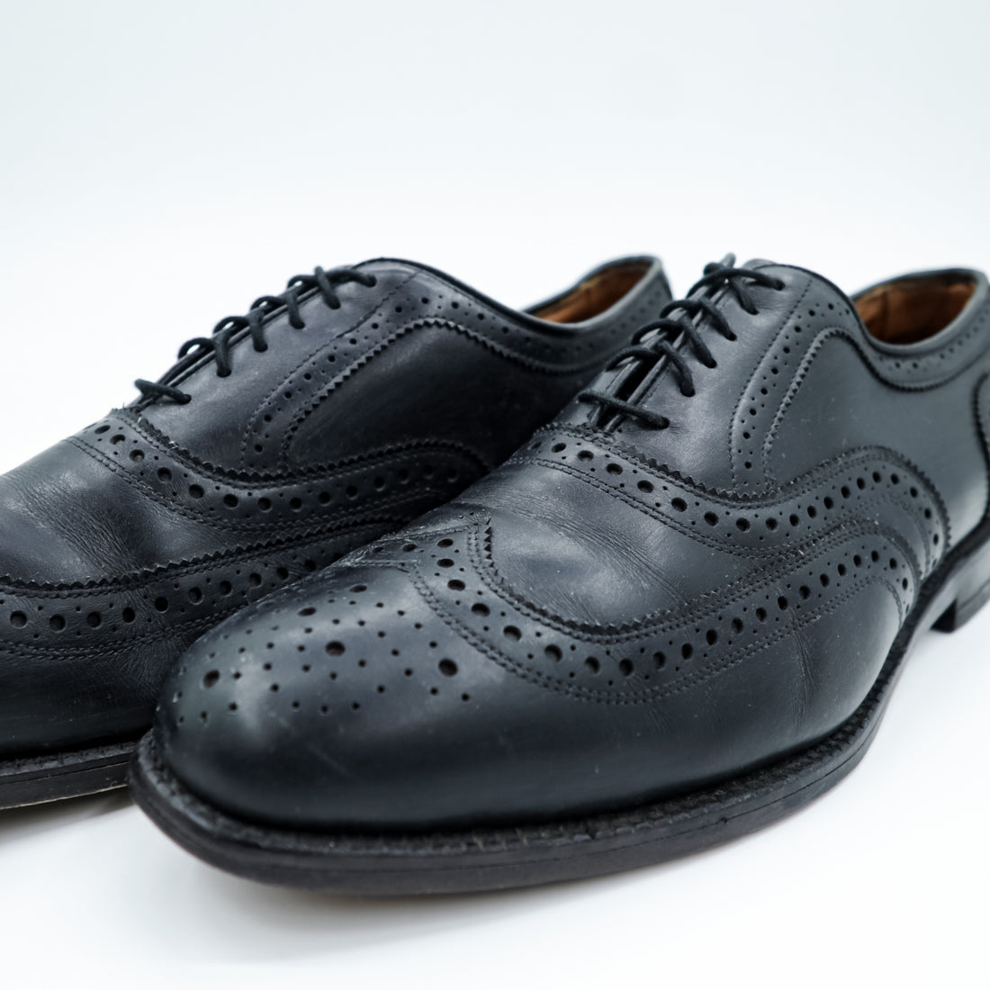 Vintage Allen Edmonds Fairhaven Wingtip Oxford Black Leather Shoes 9.5 D USA Made