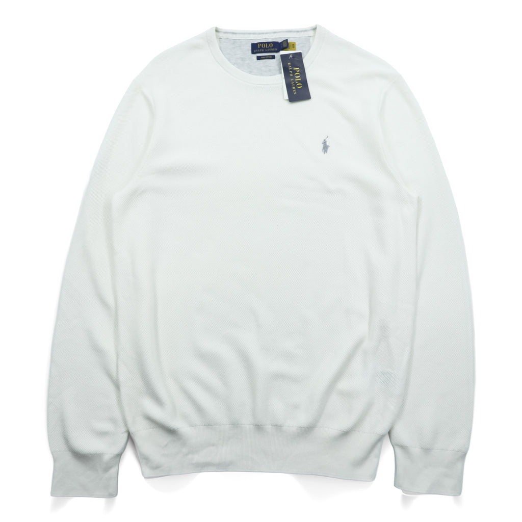 Polo Ralph Lauren Pima Cotton Mesh Knit Sweater L White Unused