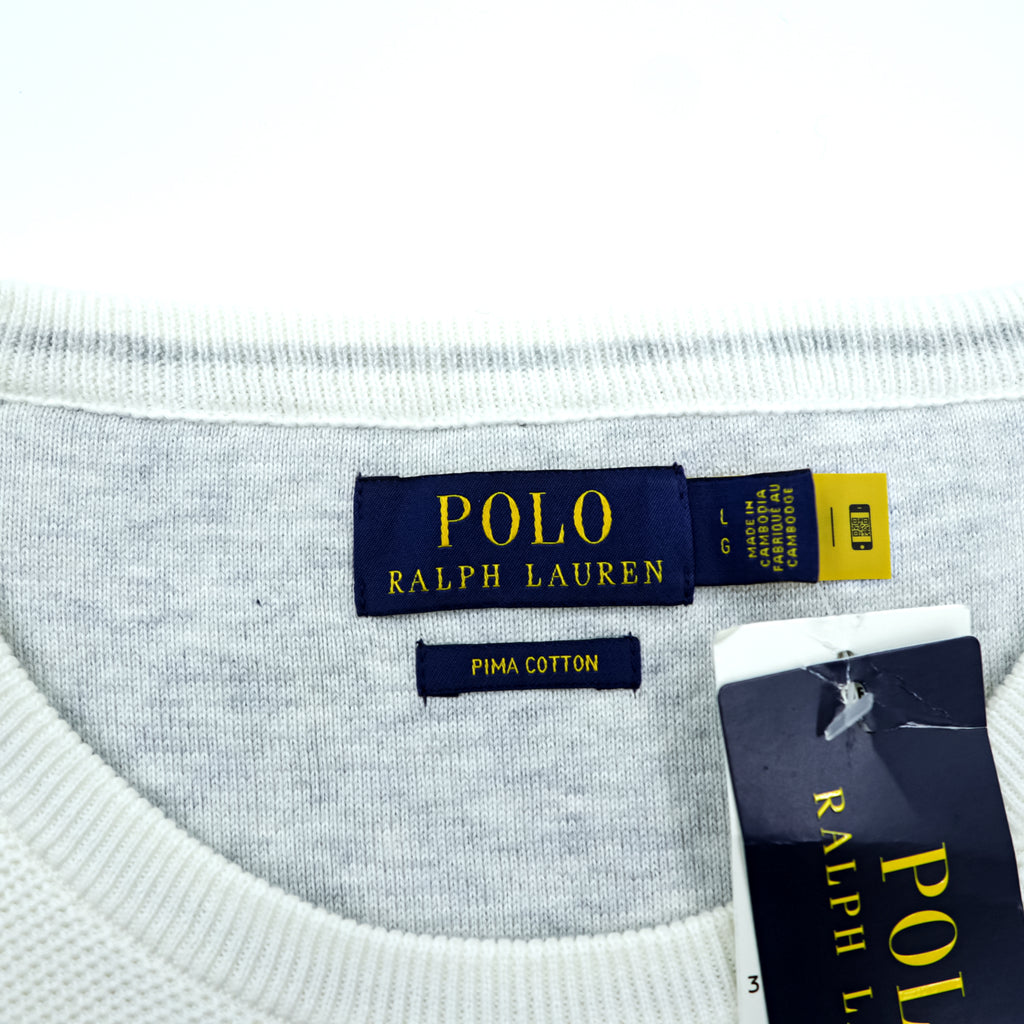 Polo Ralph Lauren Pima Cotton Mesh Knit Sweater L White Unused