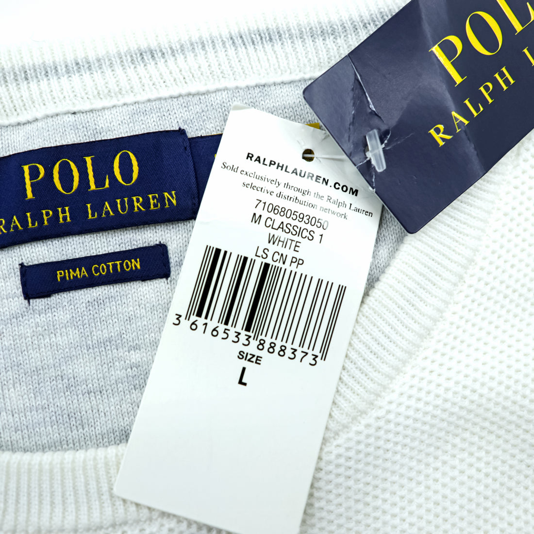 Polo Ralph Lauren Pima Cotton Mesh Knit Sweater L White Unused