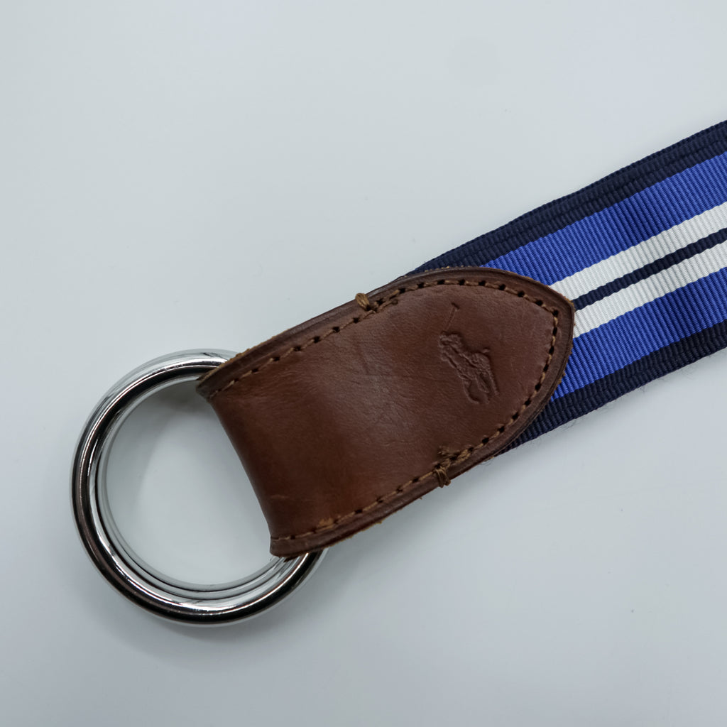 Polo Ralph Lauren リボンベルト Dリングベルト ストライプ ネイビー ホワイト