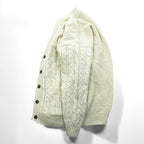 Vintage Aran Crafts Ireland Wool Cable Knit Fisherman Cardigan L Ivory Made in Ireland