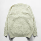 Vintage Aran Crafts Ireland Wool Cable Knit Fisherman Cardigan L Ivory Made in Ireland