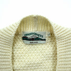 Vintage Aran Crafts Ireland Wool Cable Knit Fisherman Cardigan L Ivory Made in Ireland