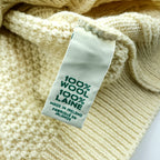 Vintage Aran Crafts Ireland Wool Cable Knit Fisherman Cardigan L Ivory Made in Ireland
