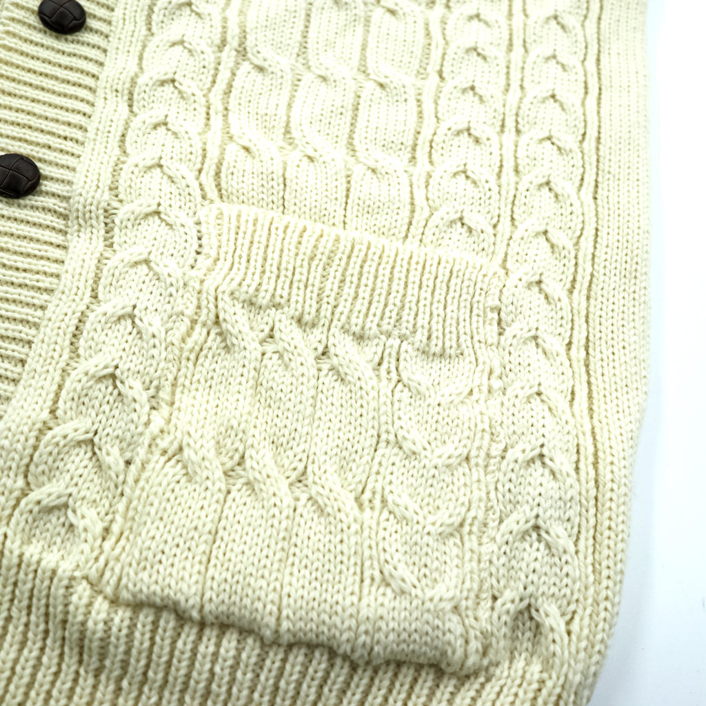Vintage Aran Crafts Ireland Wool Cable Knit Fisherman Cardigan L Ivory Made in Ireland