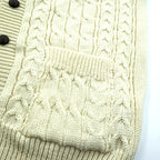 Vintage Aran Crafts Ireland Wool Cable Knit Fisherman Cardigan L Ivory Made in Ireland