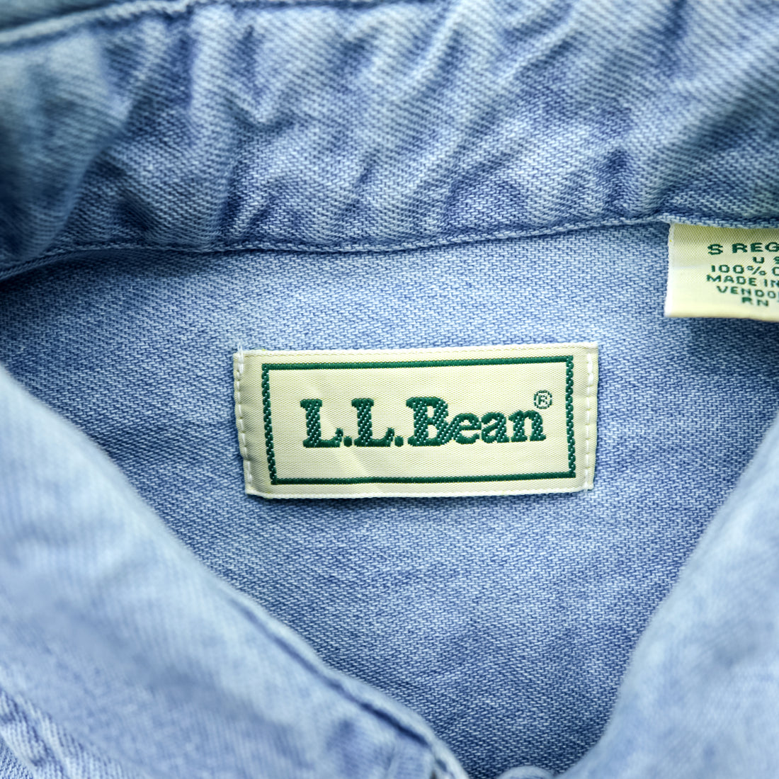 L.L.Bean 80年代 カナダ製 ヴィンテージ デニムシャツ L インディゴ ライトブルー 胸ポケット