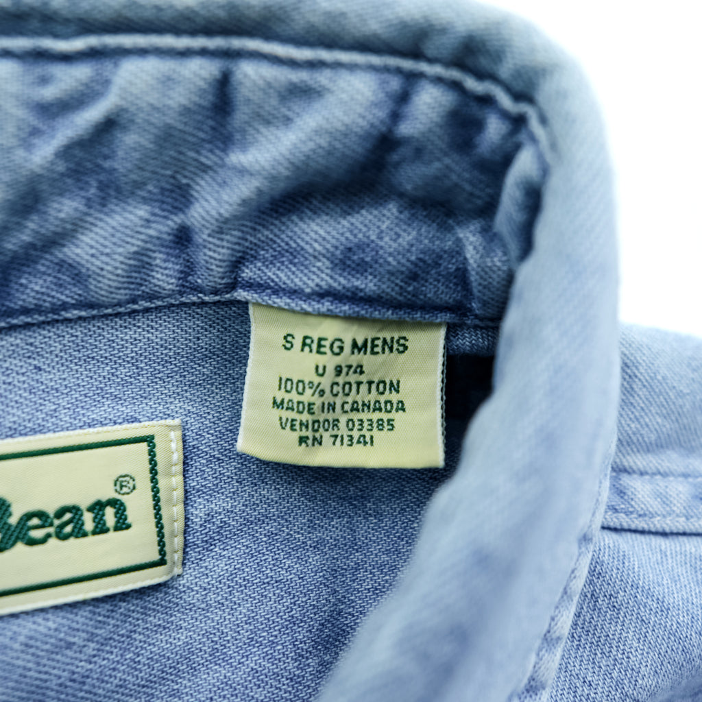 L.L.Bean 80年代 カナダ製 ヴィンテージ デニムシャツ L インディゴ ライトブルー 胸ポケット