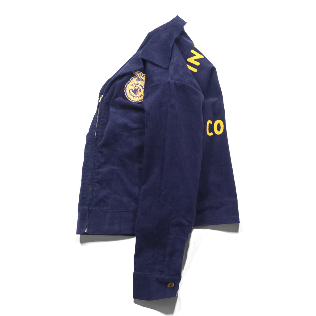 FFA Corduroy Jacket Navy Zip Work Jacket Indiana Colombia Chain Stitch