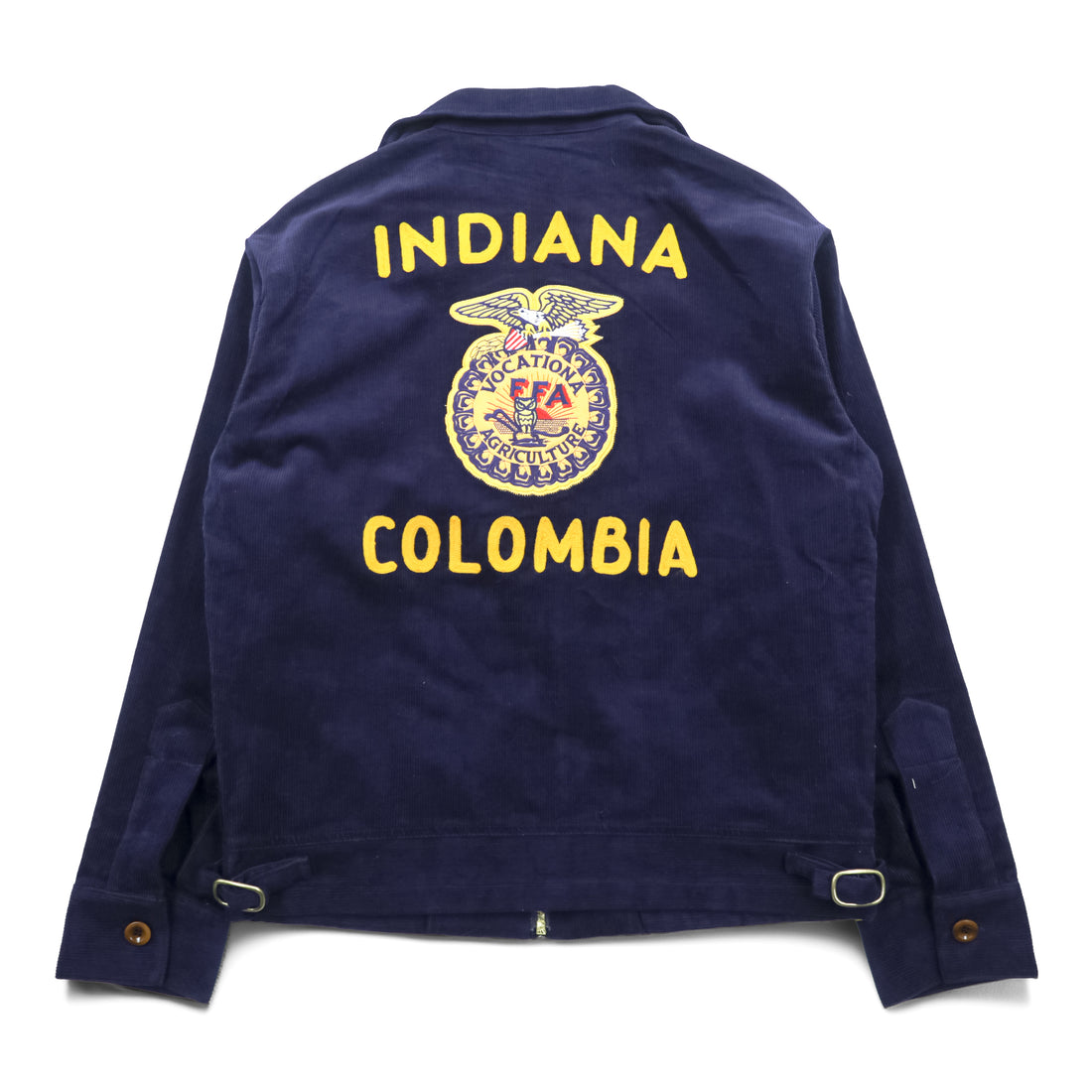 FFA Corduroy Jacket Navy Zip Work Jacket Indiana Colombia Chain Stitch