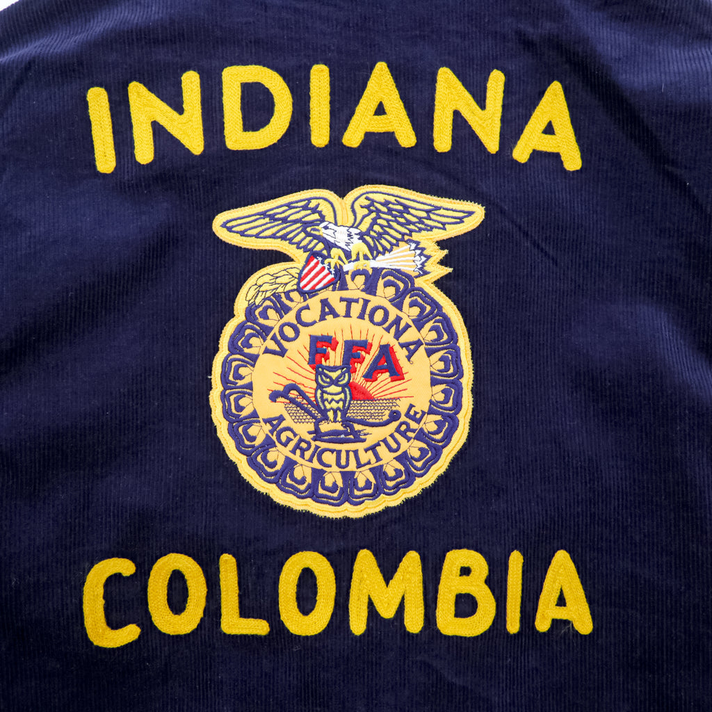 FFA Corduroy Jacket Navy Zip Work Jacket Indiana Colombia Chain Stitch