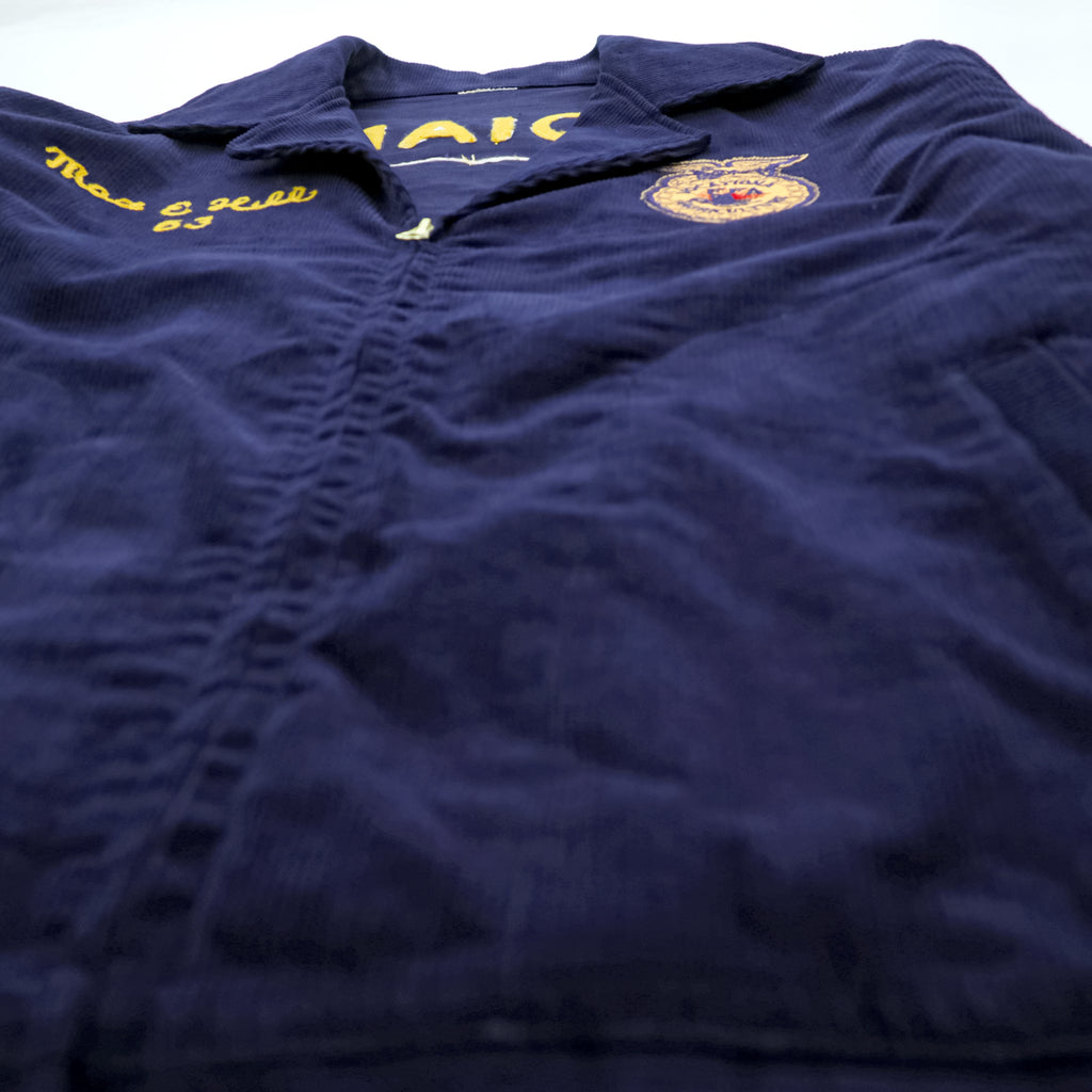 FFA Corduroy Jacket Navy Zip Work Jacket Indiana Colombia Chain Stitch